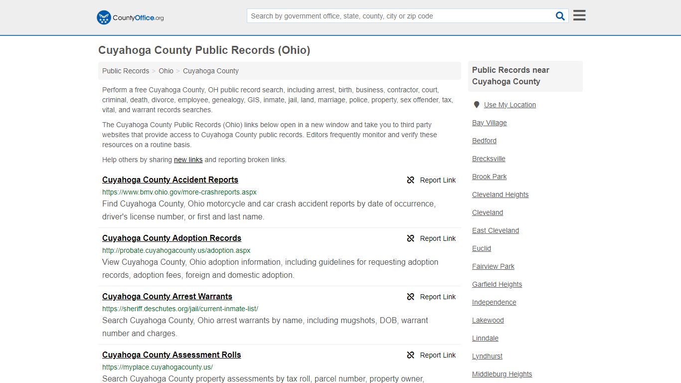 Cuyahoga County Public Records (Ohio) - County Office