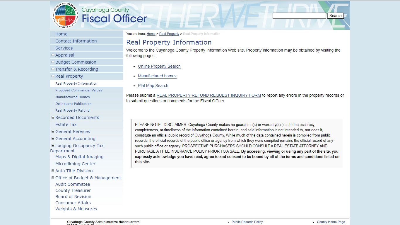 Real Property Information - Delinquent Land Tax - Cuyahoga County, Ohio